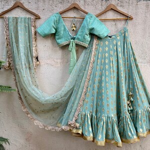 Ocean Green Lehenga Set, Indian Wedding Lengha Made to measure bridesmaid outfits Lehenga choli for women ready to wear in usa