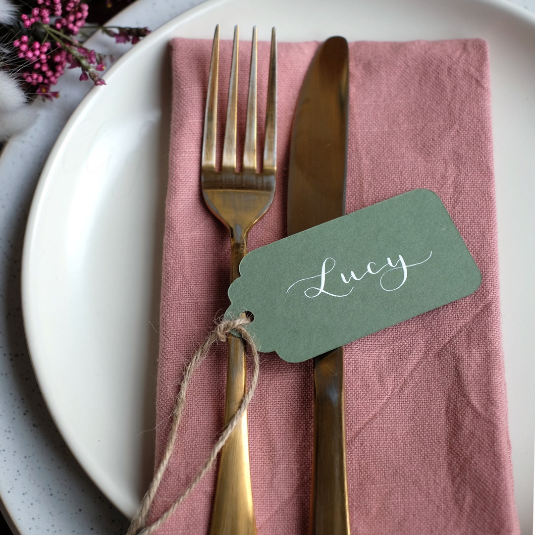 Wedding Place Card, Sage Green Name Card, Calligraphy Guest Name