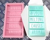 Warning MELTING CAUSES AROMA - Wax Melt Snap Bar Silicone Mould - Exclusive Design - Make Your Own Scented Wax Melts