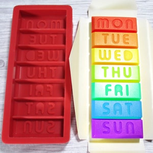 7 MELTS of THE WEEK (45x115mm 50g Bar Size) - Wax Melt Snap Bar Silicone Mould - Exclusive Design - Make Your Own Scented Wax Melts