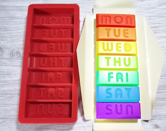 7 MELTS of THE WEEK (45x115mm 50g Bar Size) - Wax Melt Snap Bar Silicone Mould - Exclusive Design - Make Your Own Scented Wax Melts