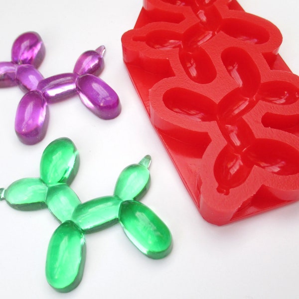 2-up BALLOON DOG Silicone Mould - Make Your Own Epoxy Resin Flat-Backed Balloon Dog Cabochons to Embellish Your Art