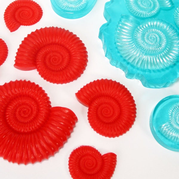 Ammonite Silicone Inlays 6pk (5 Sizes) Use With Your Own Silicone Moulds to Create Ammonite Fossil Impressions in Resin, Jesmonite and More