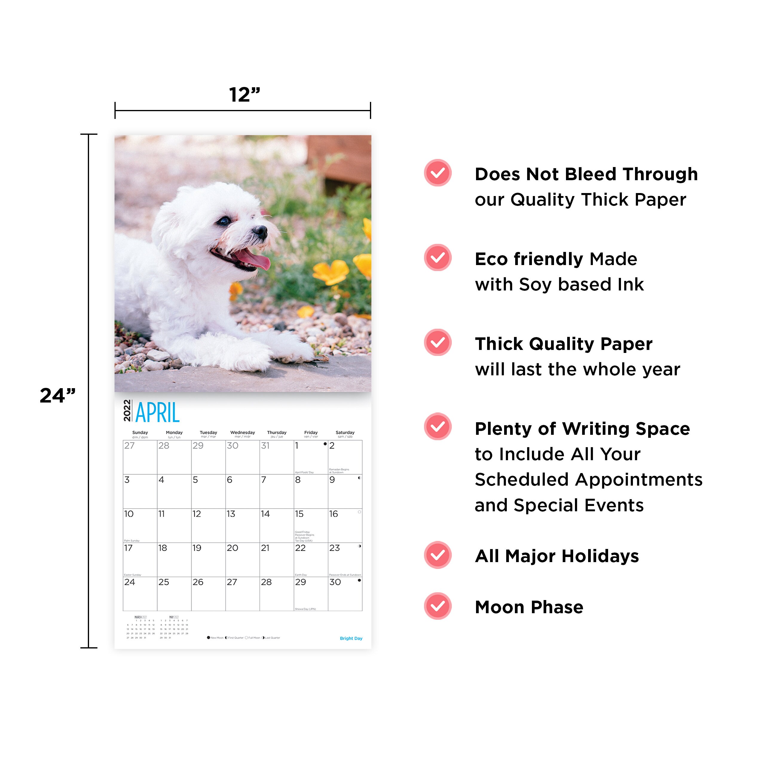 2022 Maltese Wall Calendar by Bright Day 12 x 12 Inch Etsy