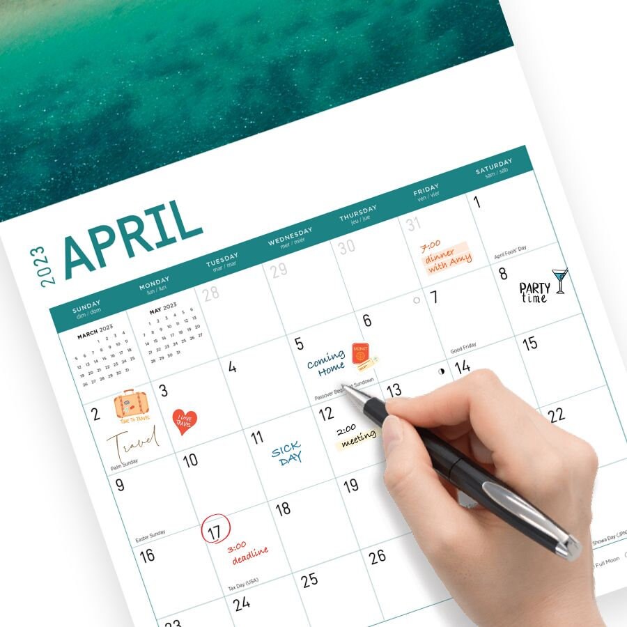 2023 Beaches Sticker Wall Calendar by Bright Day 12x12 Inch Etsy