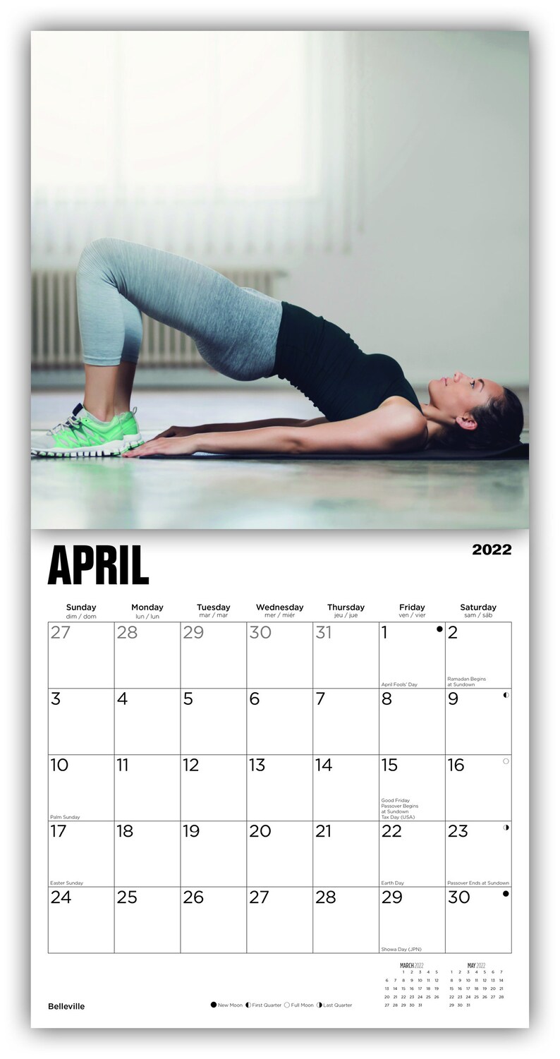 2022 Yoga Pants Wall Calendar Belleville Press by Bright Day Etsy