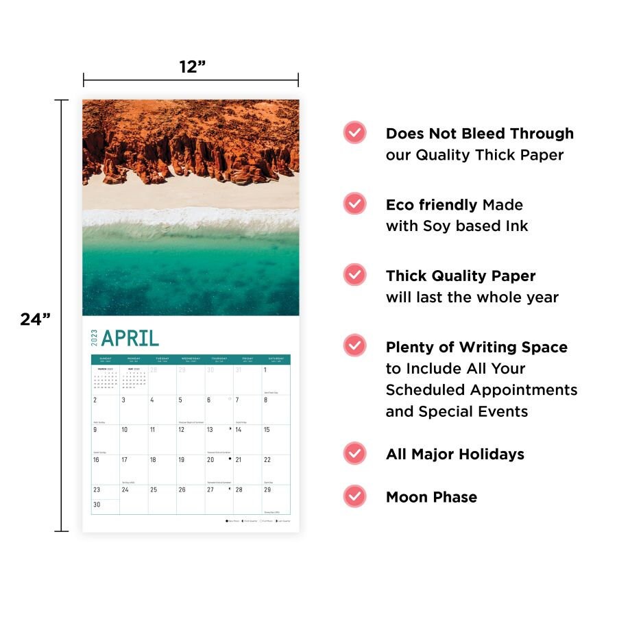 2023 Beaches Sticker Wall Calendar by Bright Day 12x12 Inch Etsy