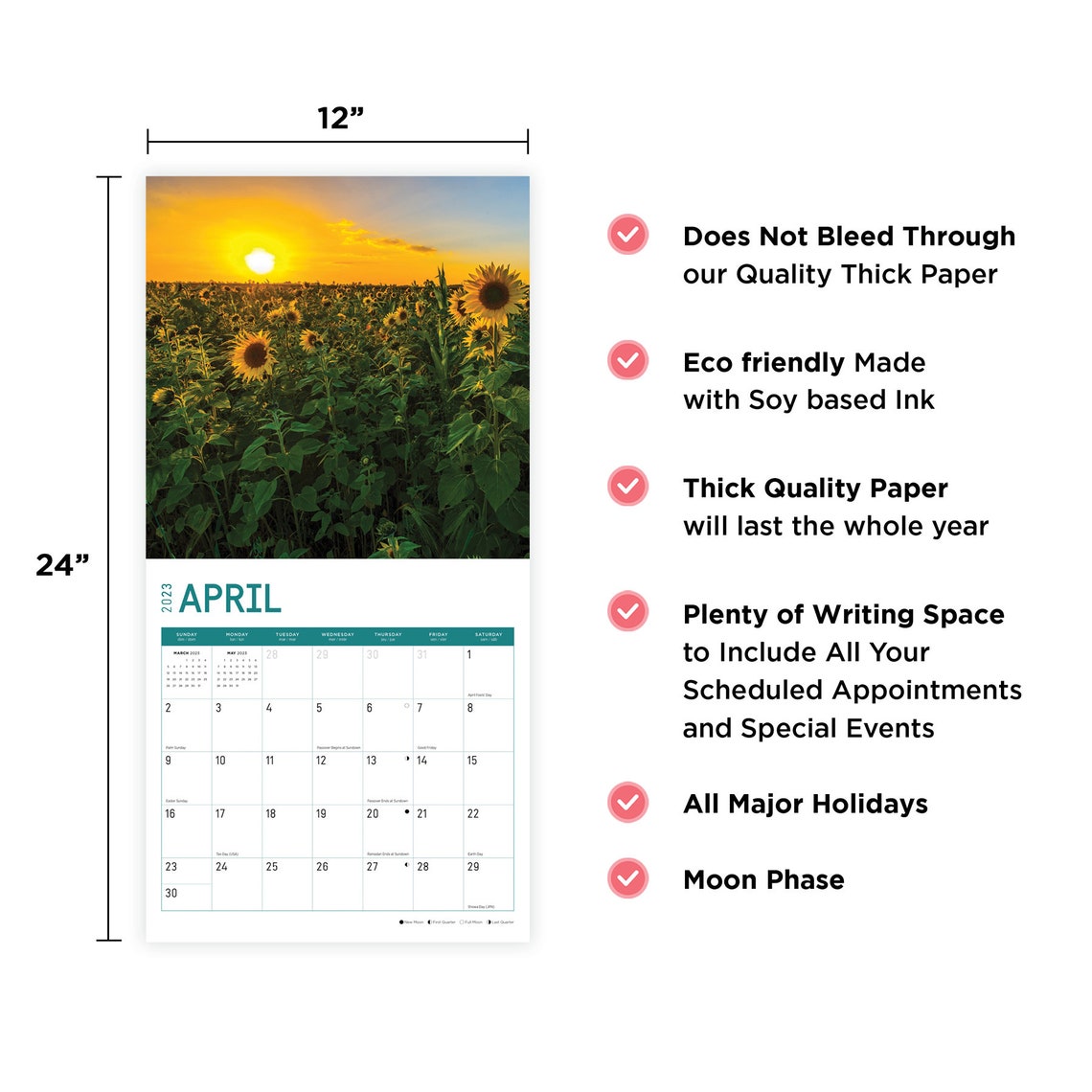 2023 Sunflowers Wall Calendar by Bright Day 12x12 Inch Etsy