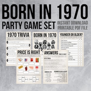 Born In 1969 50th Birthday Party Games 1970s Trivia Price Etsy