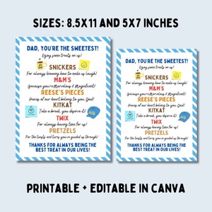 Happy Father's Day Candy Bar Poster Editable in Canva, Father's Day ...