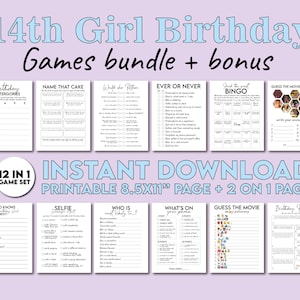 Birthday Games for Teen Girl 14th Birthday Party Games for Girls Game Set for Teen Girl 14th 15th 21st Bday Teen Trivia Printable Instant