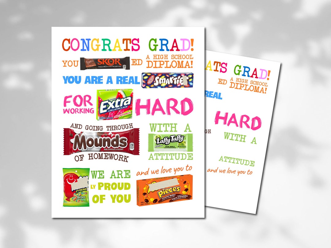 Graduation Candy Gram Poster Congrats Grad Gift From Parents Etsy