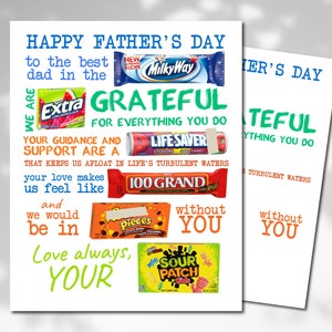 Happy Father's Day Candy Bar Poster Father's Day Gift Ideas Printable ...
