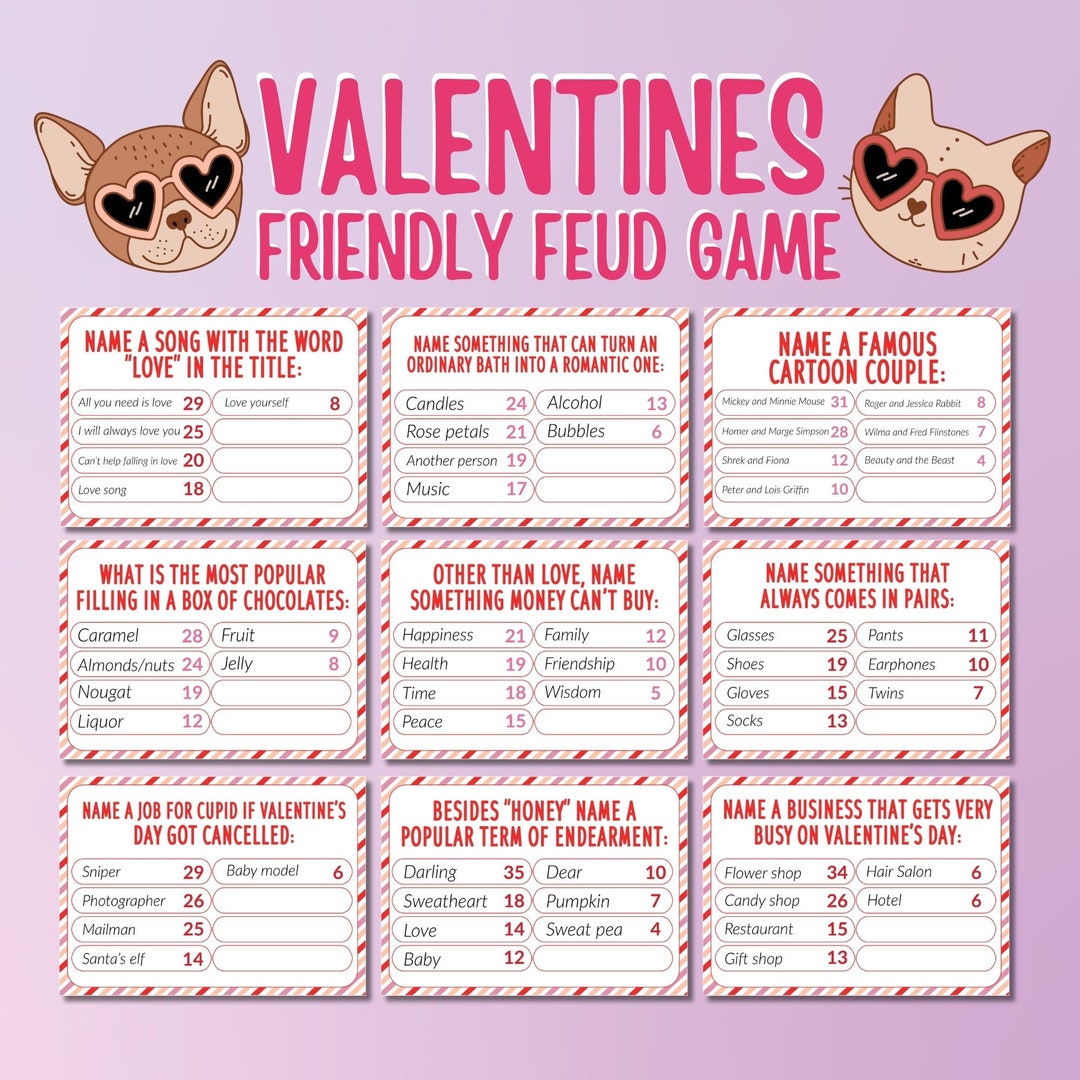 Valentines Feud Game, Galentines Friendly Feud Game, Fun Valentines ...