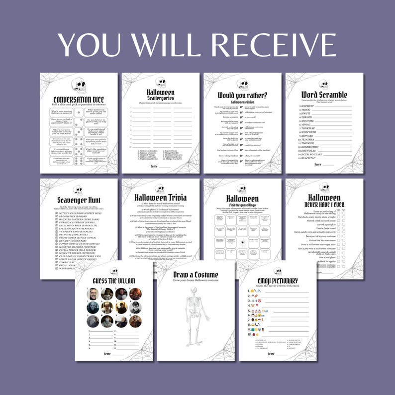 Office Halloween Games Bundle, Printable Fun & Spooky Corporate Party