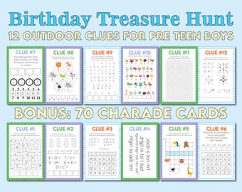 Outdoor Birthday Treasure Hunt Clues Teen Boy Birthday Printable Difficult Scavenger Hunt Clues Older Kids Tweens Outdoor Birthday Activity