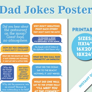Lustiges Vatertagsgeschenk druckbare Papa Witze Poster, lustige Dankeskarte Geschenk für Papa von Kindern, lustiges Familienschild für Vater, digitaler Download