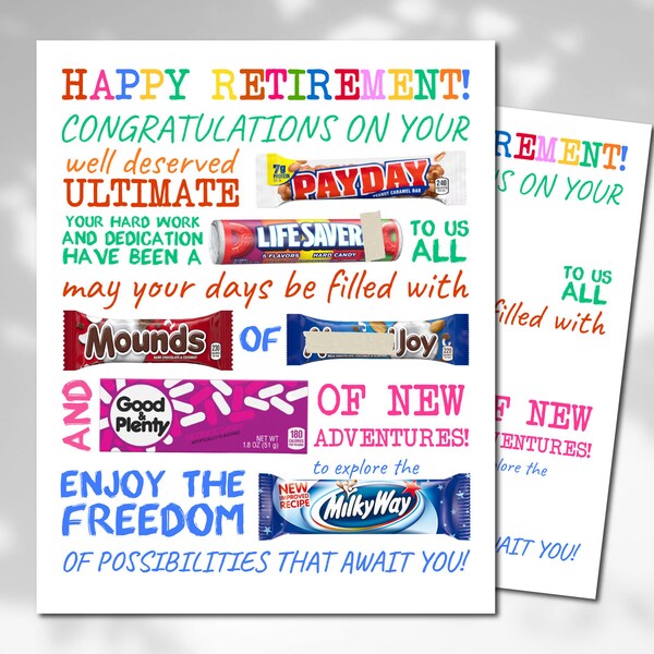 Retirement Candy Bar Etsy