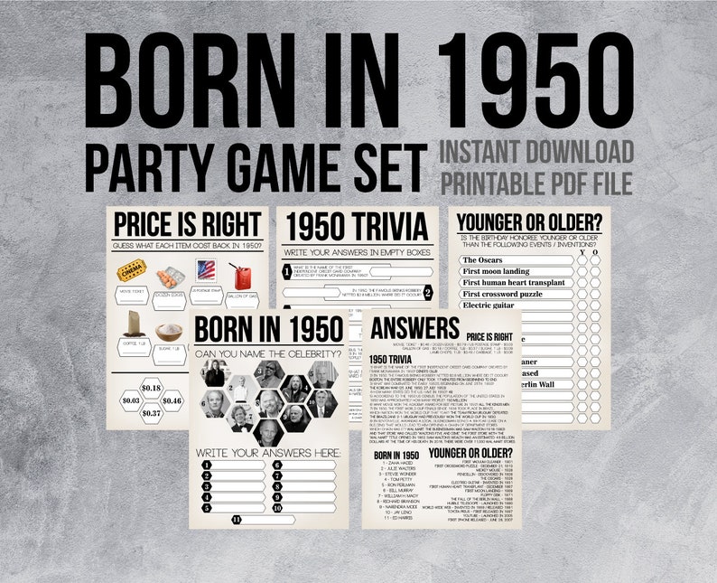 born in 1950 70th birthday party games 1950 trivia games