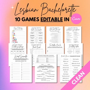 Lesbian Bachelorette Party Games Clean, Modern Lesbian Bridal Shower Games Editable in Canva, Lesbian Couple Shower, Lesbian Wedding Games