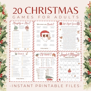 Pacote com 20 jogos de Natal para adultos, jogos divertidos de Natal para grupos, atividades para festas corporativas, jogos divertidos para grupos familiares nas férias, para impressão