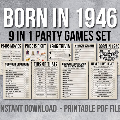 Printable 77th Birthday Party Games Born In 1946 Game Bundle Etsy printable-77th-birthday-party-games-born-in-1946-game-bundle-etsy
