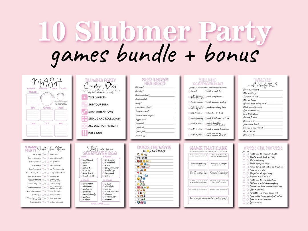 Slumber Party Games for Teen Sleepover, 10 Fun Activities, Pink Teen ...