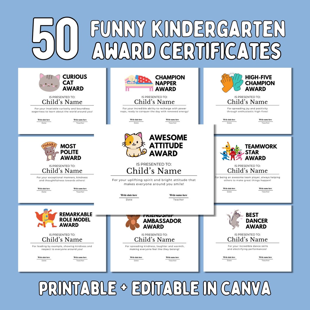 funny-kindergarten-awards-certificates-editable-in-canva-end-of-school-year-achievement-award-for-kids-class-superlatives-teacher-gift-etsy for Free Printable Preschool Awards Certificates Funny Kindergarten Awards Certificates Editable in Canva, End of School Year Achievement Award for Kids, Class Superlatives Teacher Gift - Etsy for Free Printable Preschool Awards Certificates