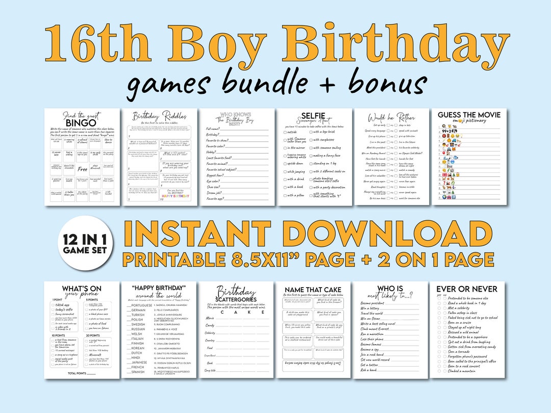 Sweet 16 Birthday Games Boy 16th Birthday Party Games Boy 16th Birthday ...