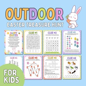 Osterschatzsuche im Freien für ältere Kinder, lustige Osterpuzzles und Rätsel für Tweens, Ostereiersuche im Freien Hinweise, lustiger Fluchtraum