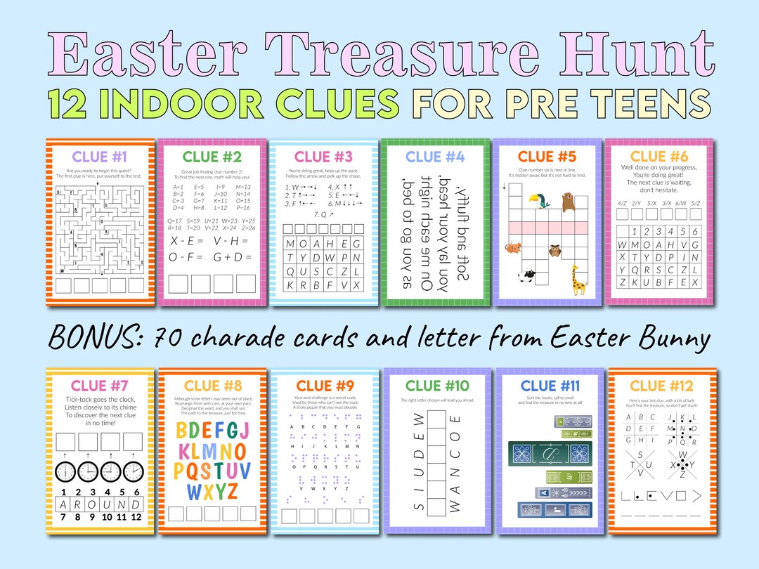 Printable Easter Scavenger Hunt With Puzzles and Riddles for Older Kids ...