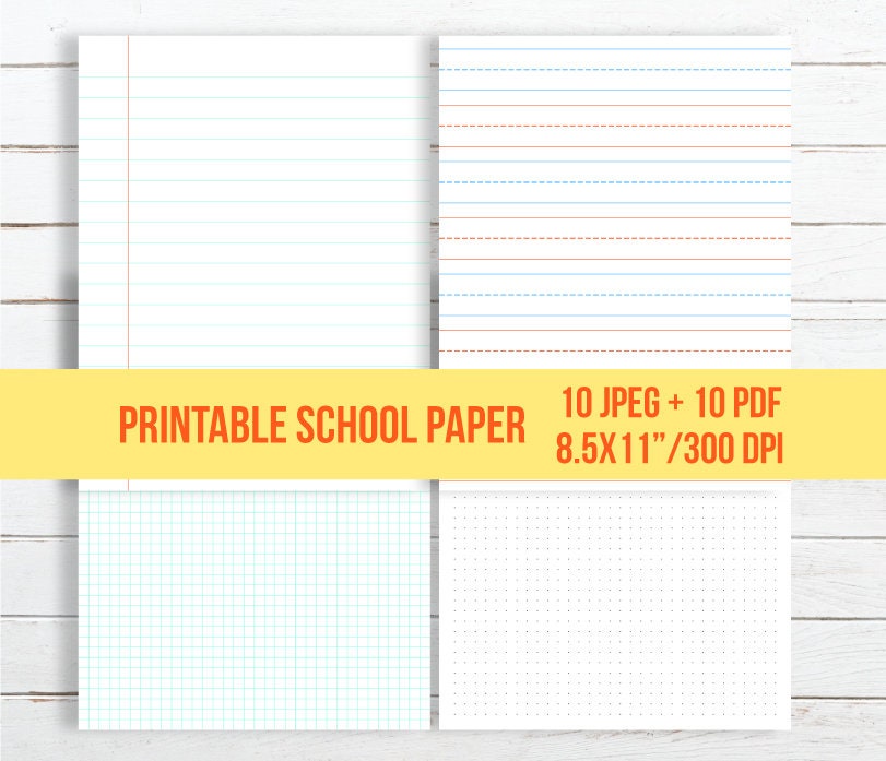 printable school paper handwriting practice sheets lined etsy