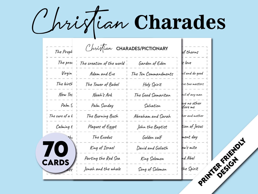 Free Printable Bible Charades Cards Free Printable Bible Charades Cards