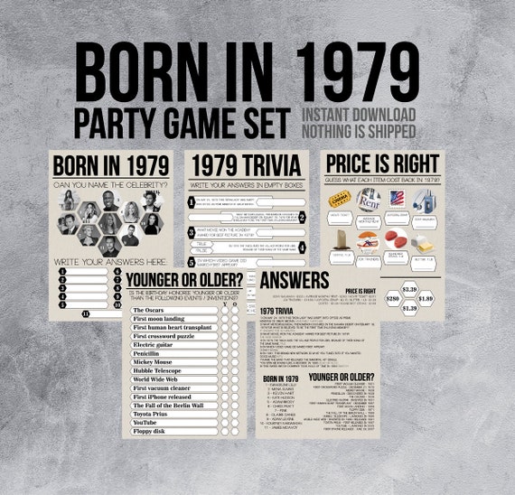 Born In 1980s 40th Birthday Party Games 70s 80s Trivia Etsy