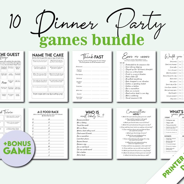 Printable Dinner Party Games Icebreaker Games Dinner Party Starters Dinner Table Party Games for Adults Icebreaker Questions Table Talk