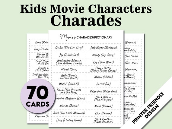 Film Charade Cards - The Fun Family Party Game of Acting Out and Guessing  Movies | Printable Movie Quiz Game | Film Party Group Game