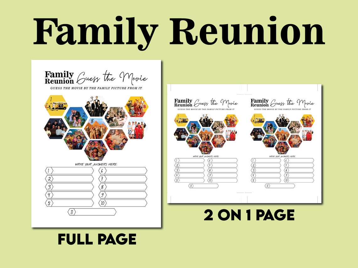 Family Reunion Games Printable Bundle Family Party Games - Etsy