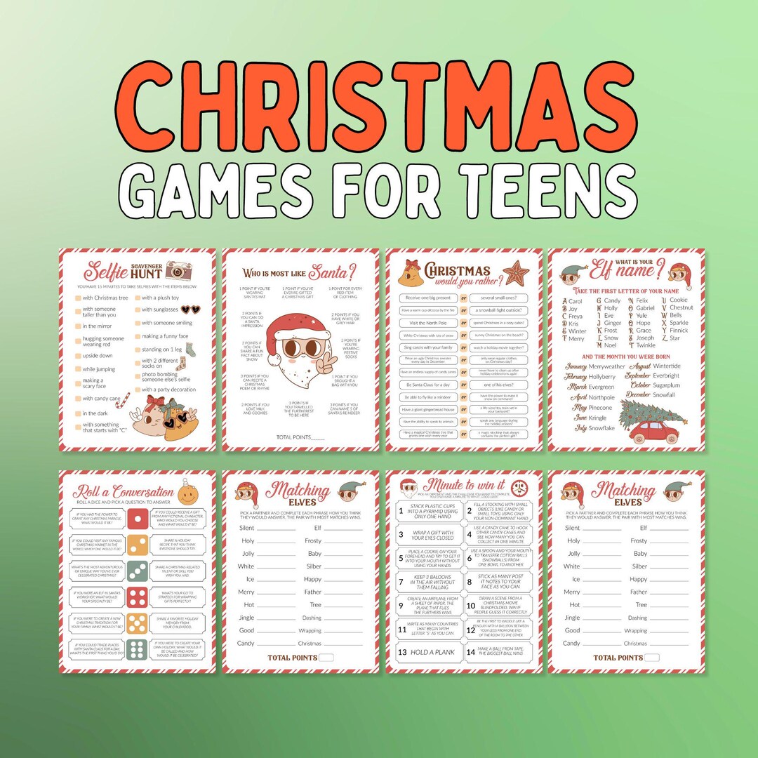 Christmas Games for Teens Bundle, 10 Fun Holiday Games for Teens ...