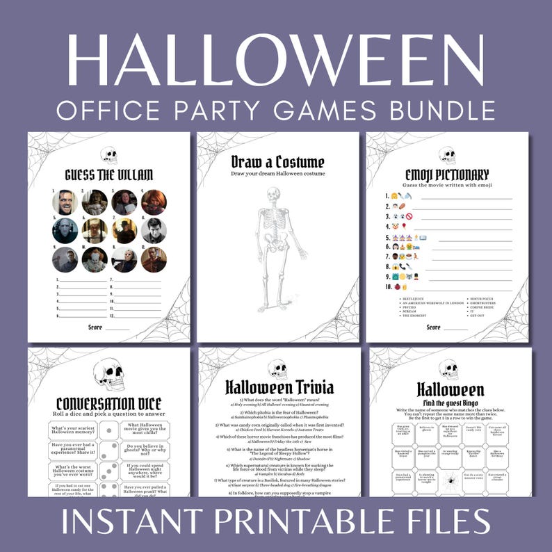 Office Halloween Games Bundle, Printable Fun & Spooky Corporate Party
