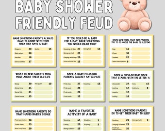 Baby Shower Family Feud Game - Fun Gender Reveal & Babyshower Activity, Baby Trivia Top Answers, Baby Shower Charades and Pictionary Game
