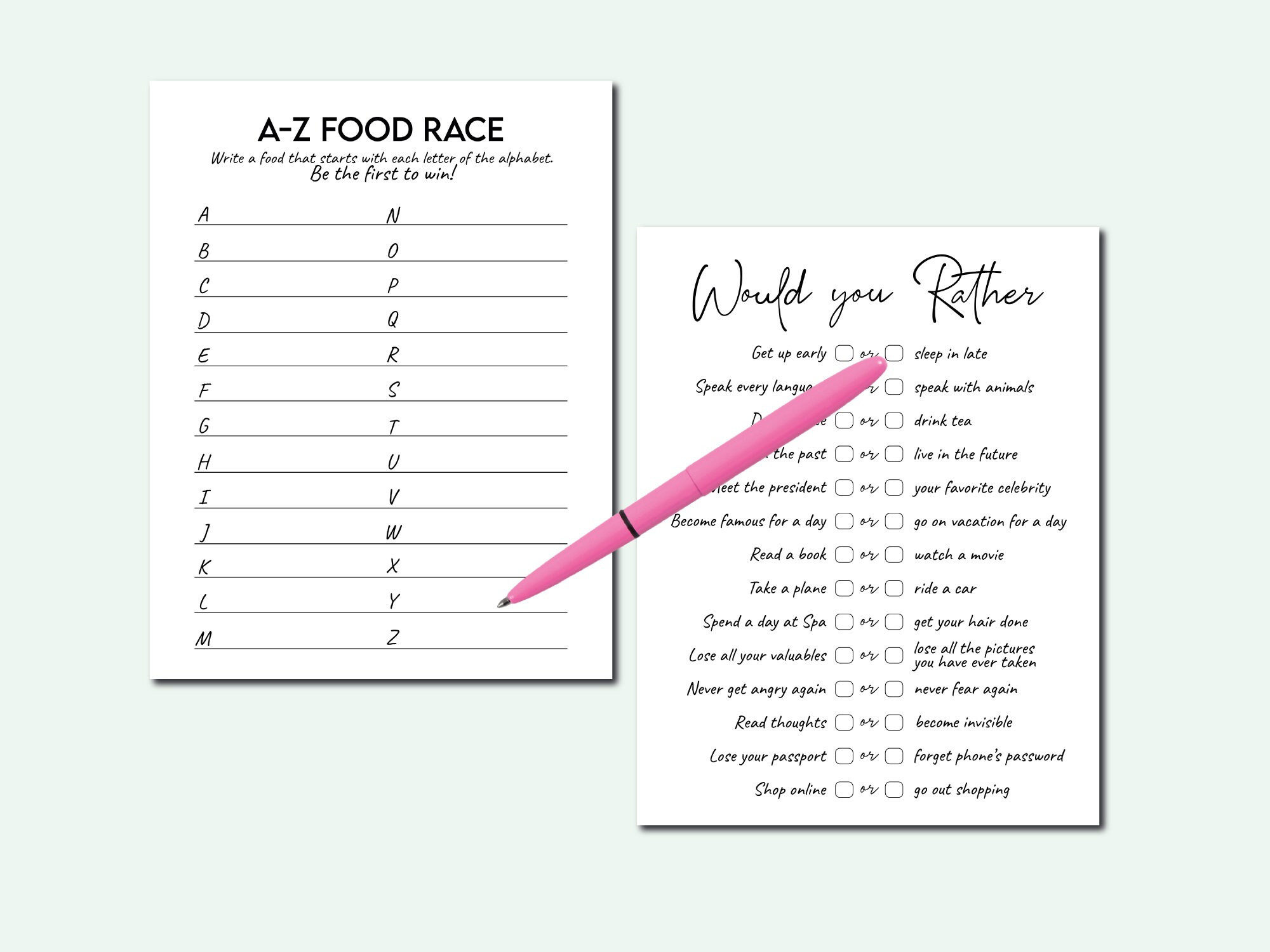 Printable Dinner Party Games Icebreaker Games Dinner Party Etsy