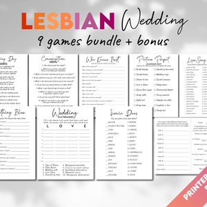 Lesbian Wedding Party Games, Minimal Modern Hen Party Games, Who Knows Best, Wedding Charades, Clean Lesbian Bachelorette Games Kid Friendly