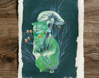 A4 / A3 Artistic Print: Mushroom cat