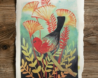 A4 / A3 Artistic Print: Four eyed birdie