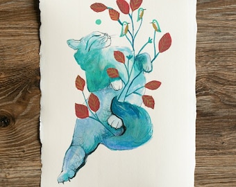 A4 / A3 Artistic Print: Flying cat