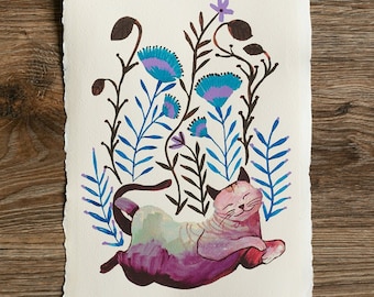 A4 / A3 Artistic Print: Meadow cat