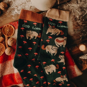 Socks with cats&mushrooms image 1