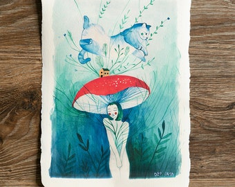 A4 / A3 Artistic Print: Mushroom fairy