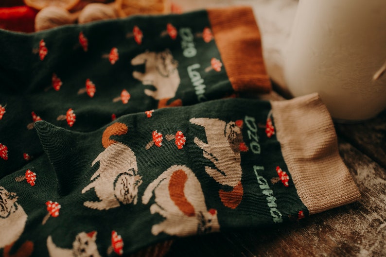 Socks with cats&mushrooms image 5