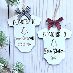 Promoted to Big Sister Pregnancy Announcement Ornament, Christmas Pregnancy Announcement, Personalized Big Sister announcement, Baby coming